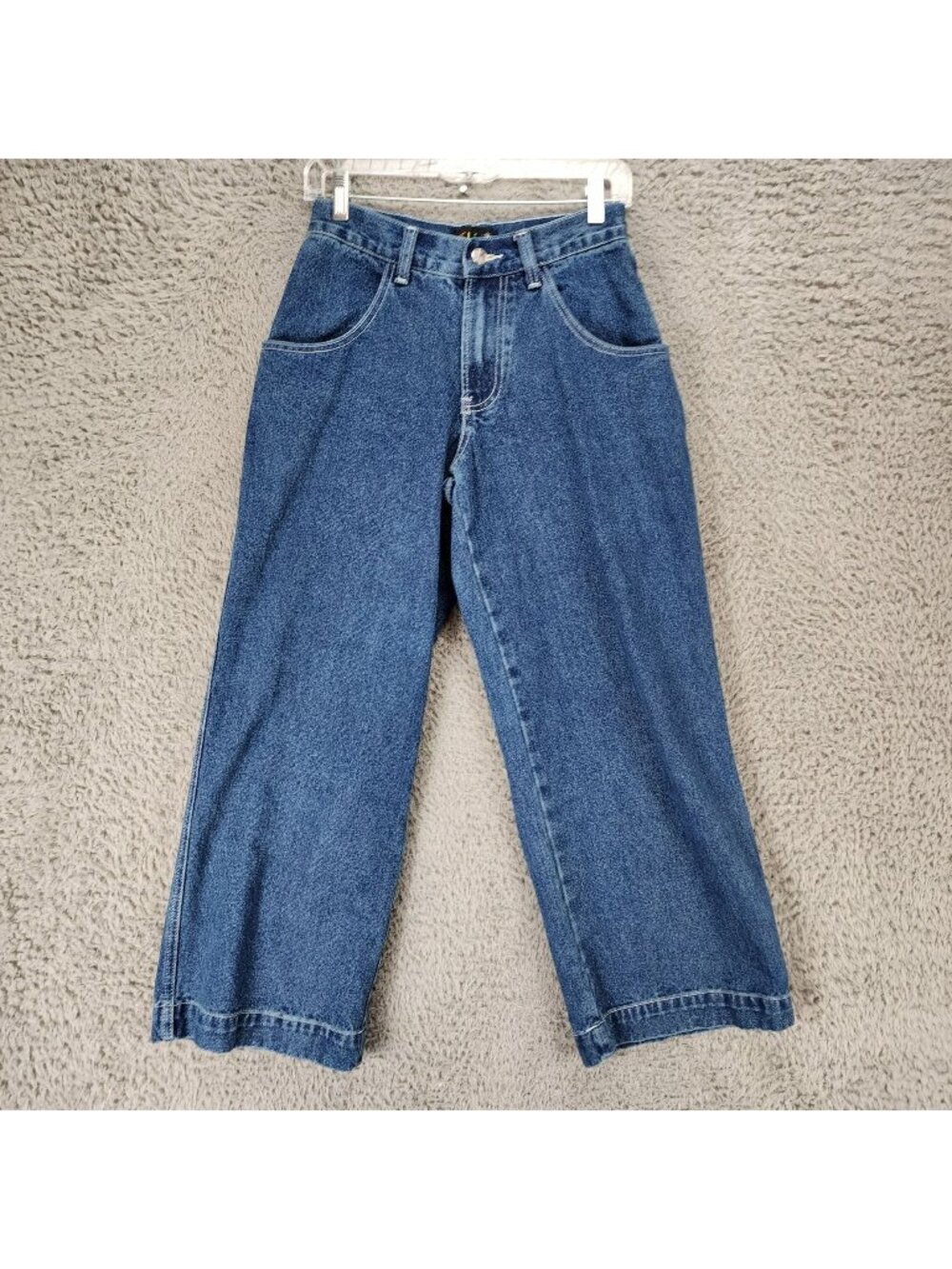 dELiAs Jeans Womens XS Blue Mid Cotton Polyester Denim Wide Leg Cropped